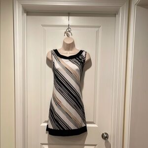 White House Black Market Black and White Sheath Mini Dress